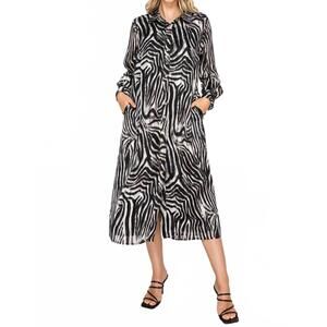 NEW JOH joella woven shimmering animal print dress in black